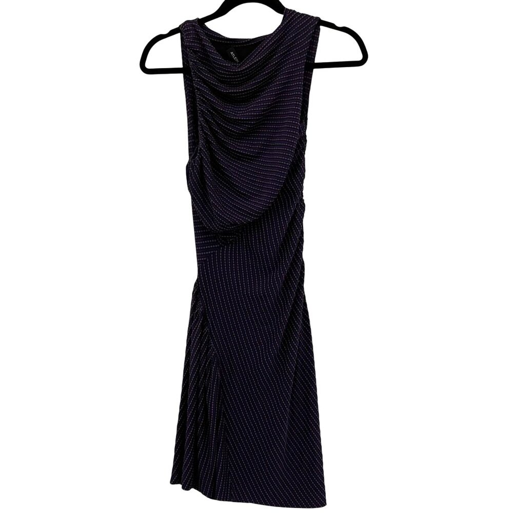 Atlein Draped Asymmetrical Dress Womens 6 Modern Navy Old Money Work Ruched Date
